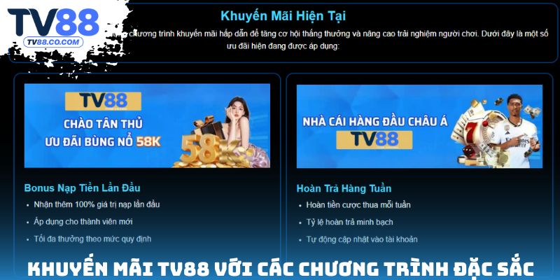 Khuyến mãi TV88 với các chương trình đặc sắc