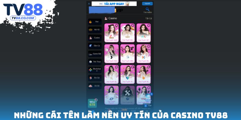 Những cái tên làm nên uy tín của Casino TV88