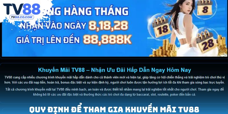 Quy định để tham gia khuyến mãi TV88